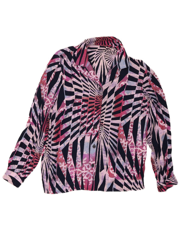 Koszula damska Vintage UK 14 Średnia wielobarwna geometryczna wiskoza