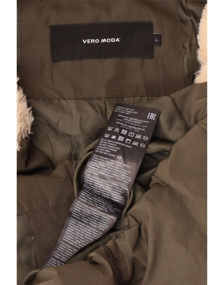 Vero Moda Damski płaszcz z kapturem i ociepleniem, duży, khaki, poliester, zimowy