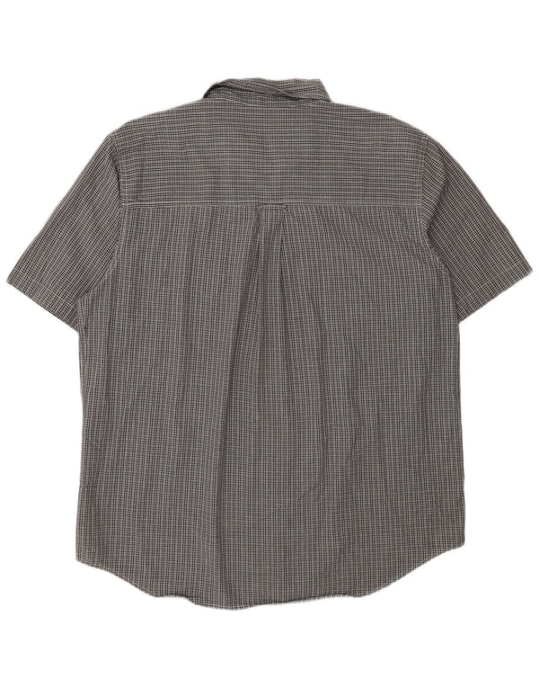 Chaps Mens Easy Care Short Sleeve Shirt Large Grey Check Cotton