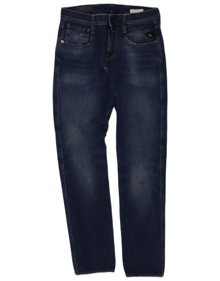 Męskie jeansy slim fit Replay W28 L30 Niebieskie bawełniane