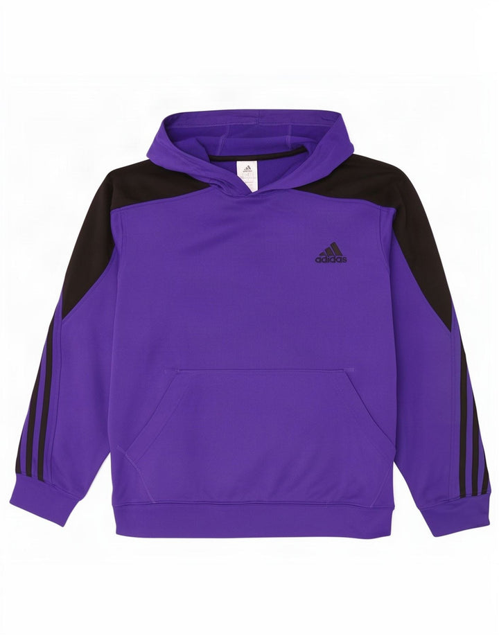 Adidas Męski sweter z kapturem, duży, fioletowy, poliester z blokami kolorów