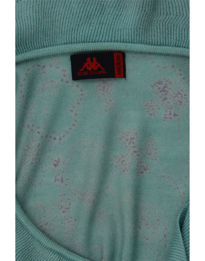 KAPPA Womens Cardigan Sweater UK 14 Medium Turquoise Colourblock Vintage Kappa and Second-Hand Kappa from Messina Hembry 
