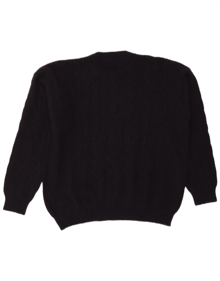 Zanolini Męski sweter z okrągłym dekoltem XL Granatowa, dziewicza wełna