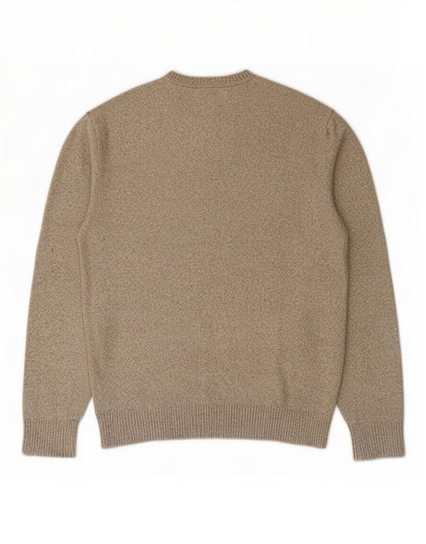 Gap Mens Crew Neck Jumper Sweater Large Beige Flecked Nylon