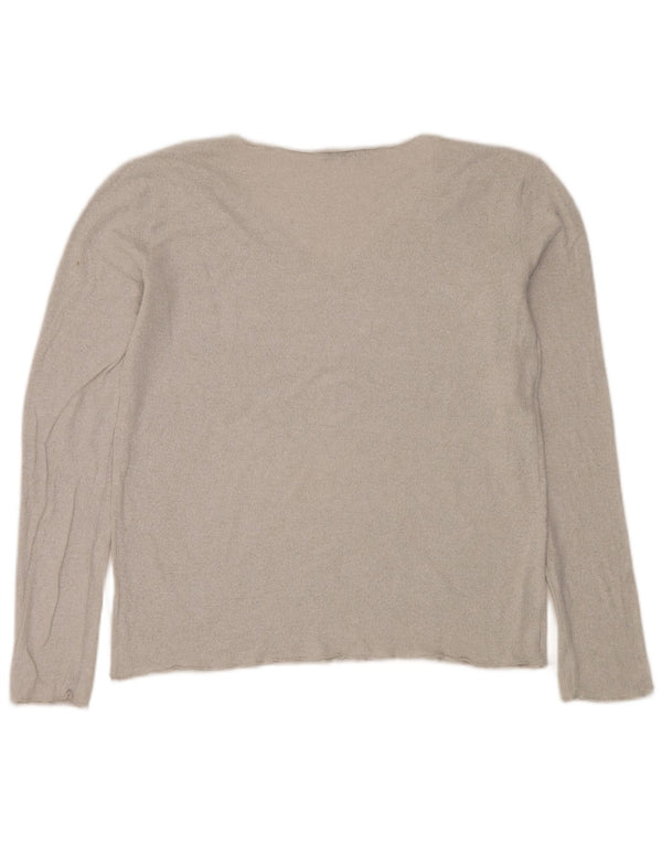 Sweter damski Zara z dekoltem w kształcie litery V, UK 16, duży, srebrny
