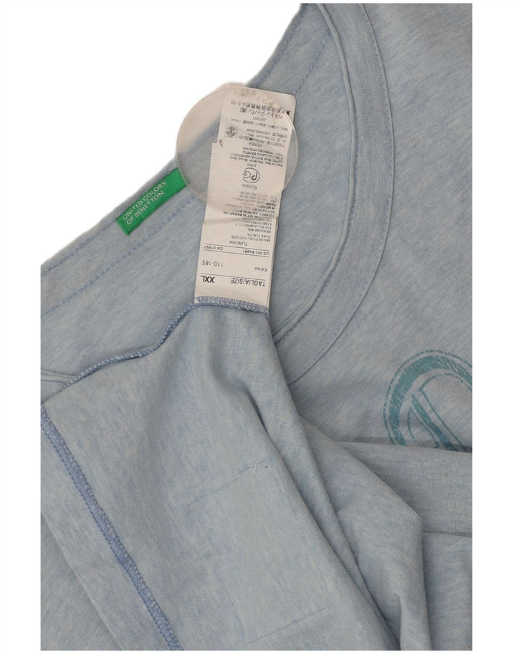 Męska koszulka z grafiką Benetton Top 2XL, niebieska, bawełniana