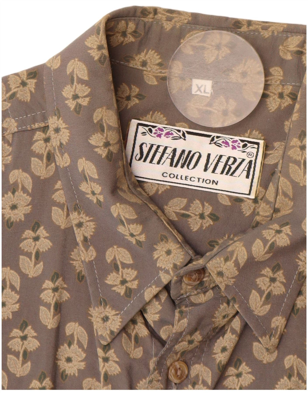 Koszula męska Vintage XL, szara, w kwiaty, wiskoza