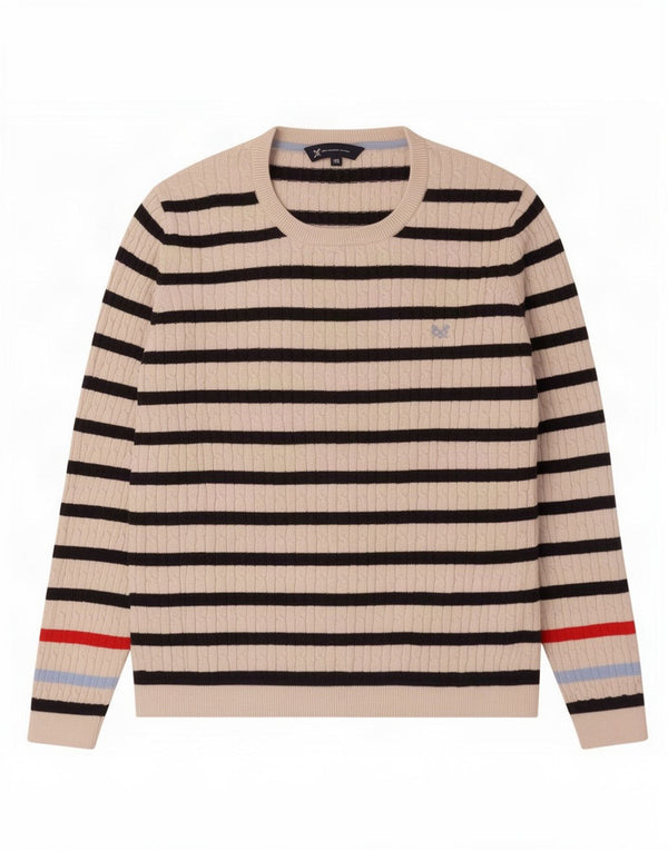 Crew Clothing Damski sweter z golfem UK 18 XL, bawełniany w białe paski