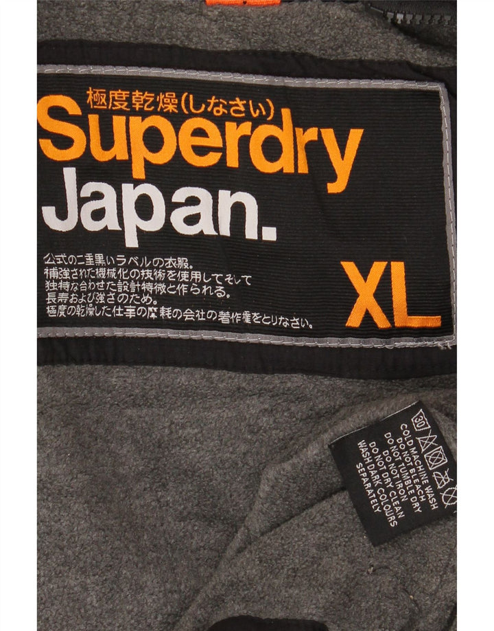 SUPERDRY Męska kurtka wiatrówka z kapturem UK 42 XL, czarny nylon