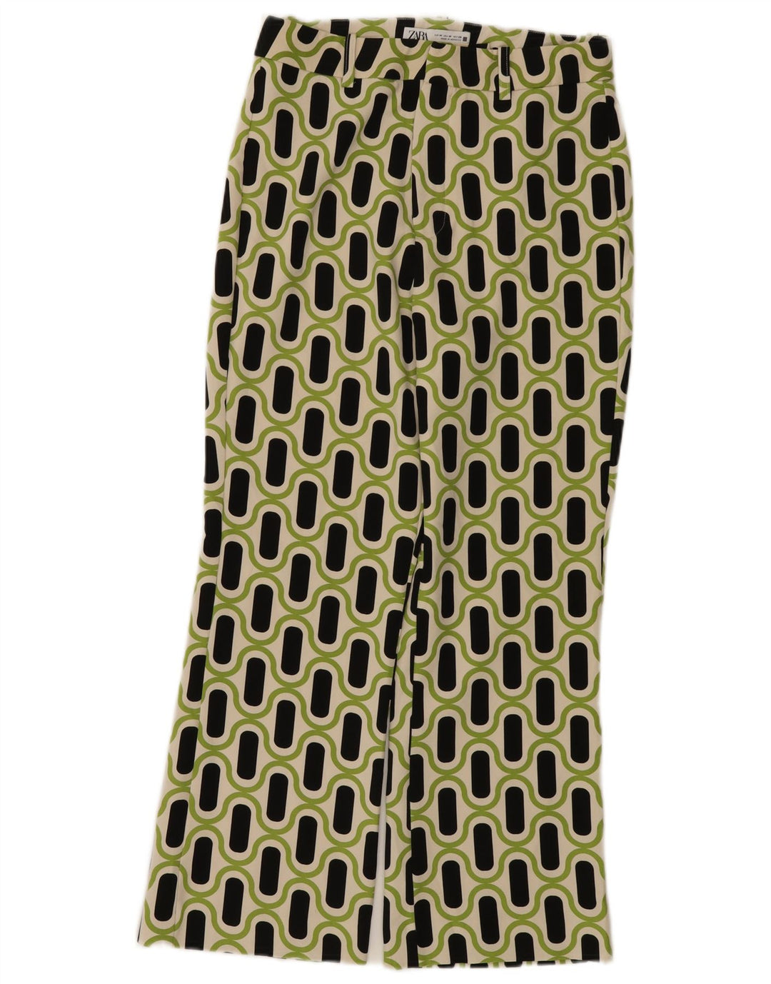 Spodnie damskie Zara Bootcut średnie W28 L26 Zielone geometryczne