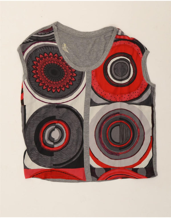 Top damski Desigual Vest UK 20 2XL Szara geometryczna wiskoza