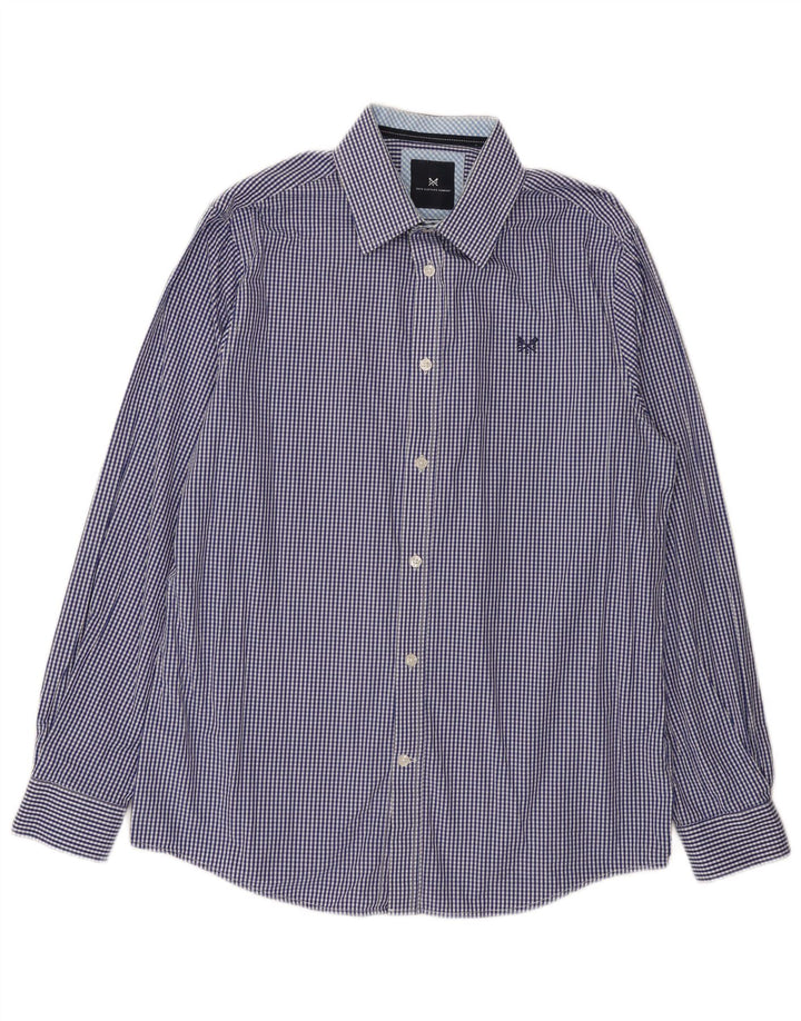 Crew Clothing Męska koszula o klasycznym kroju, średnia, granatowa, bawełniana kratka