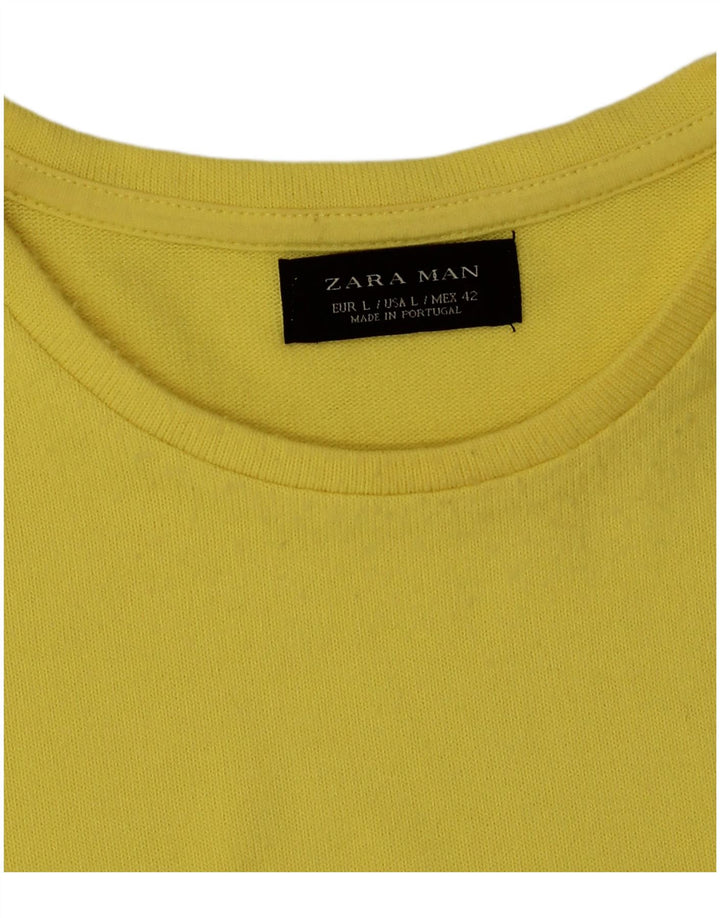 Męski T-shirt Zara, duży, żółty poliester