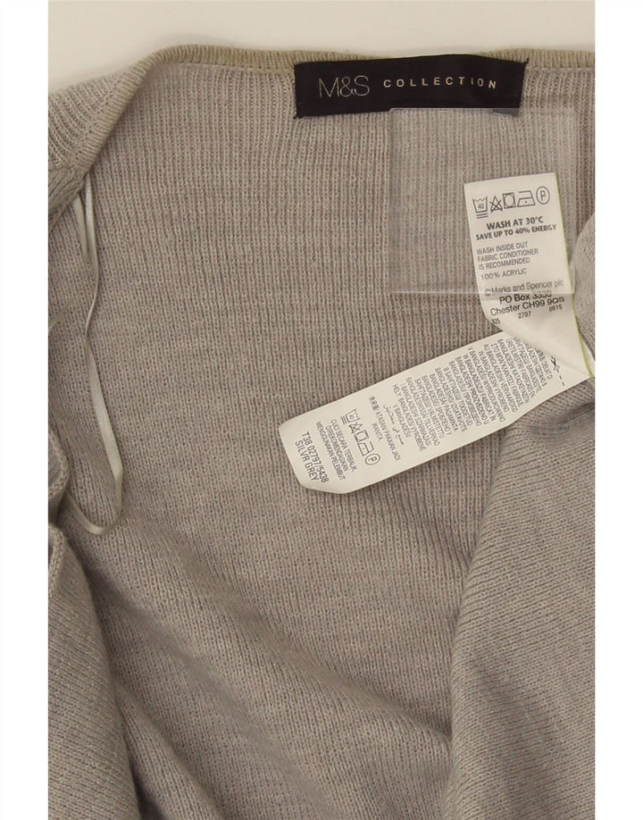 Marks & Spencer Damski sweter rozpinany o długim kroju, UK 10, mały, szary