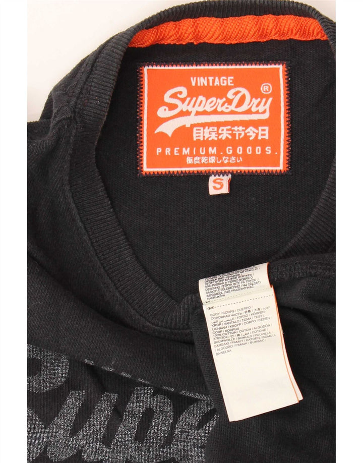 Męski T-shirt z grafiką Superdry, mały, szary, bawełniany