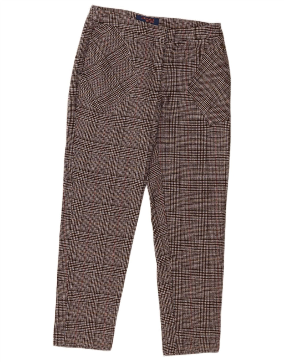 Damskie zwężane spodnie Trussardi IT 42 Medium W28 L25 Szara krata