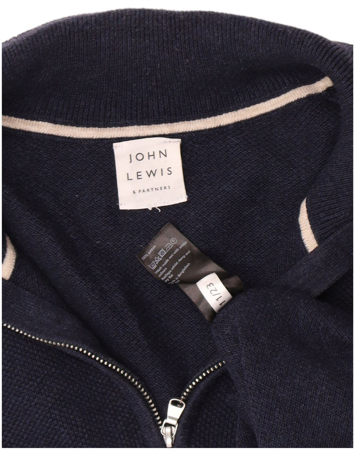 Męski sweter z zamkiem błyskawicznym John Lewis, duży, granatowy, bawełniany