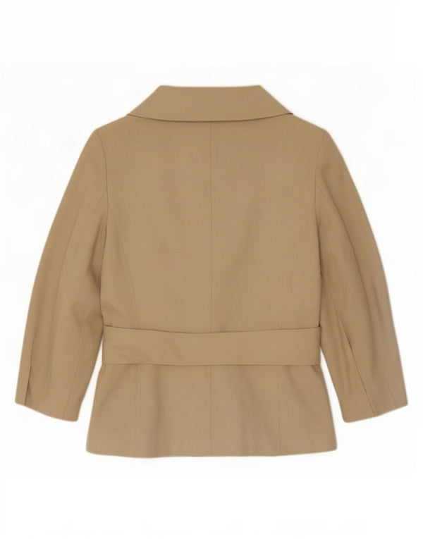 Zara Womens 3/4 Sleeve 1 Button Blazer Jacket UK 14 Medium Beige Rayon