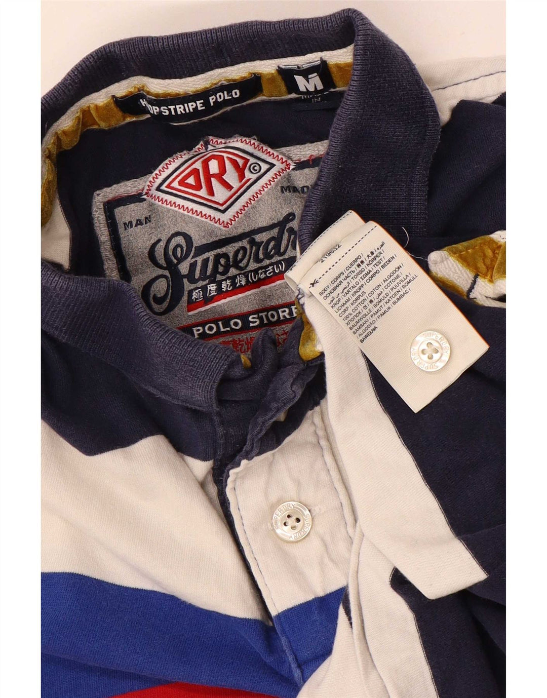 Męska koszulka polo Superdry z grafiką, średnia, wielokolorowa, bawełniana w paski