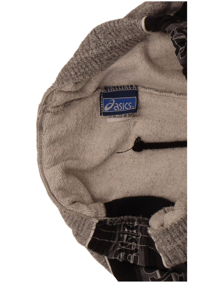 Męskie spodnie dresowe Asics z grafiką, małe, szare, bawełniane z blokami kolorów