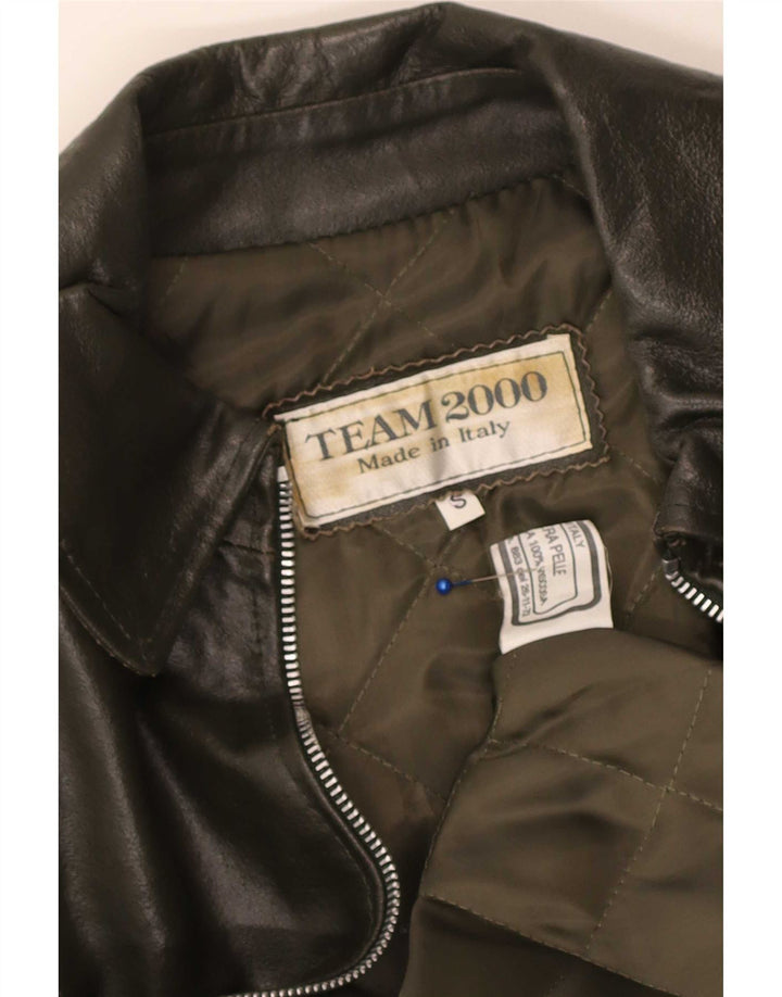 Vintage damska kurtka skórzana UK 10 Small Khaki