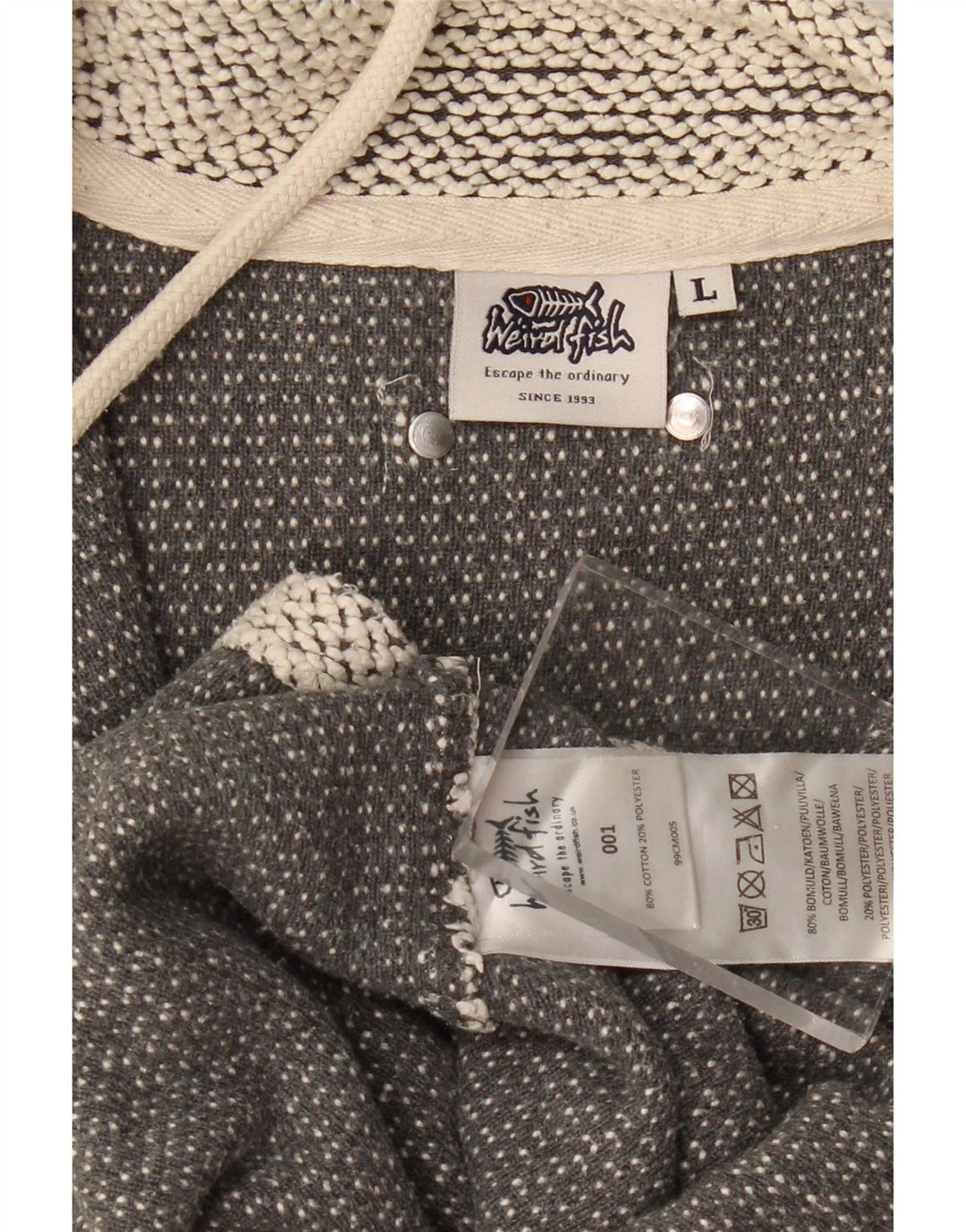 Męska bluza zapinana na zamek WEIRD FISH, duża, szara, bawełniana