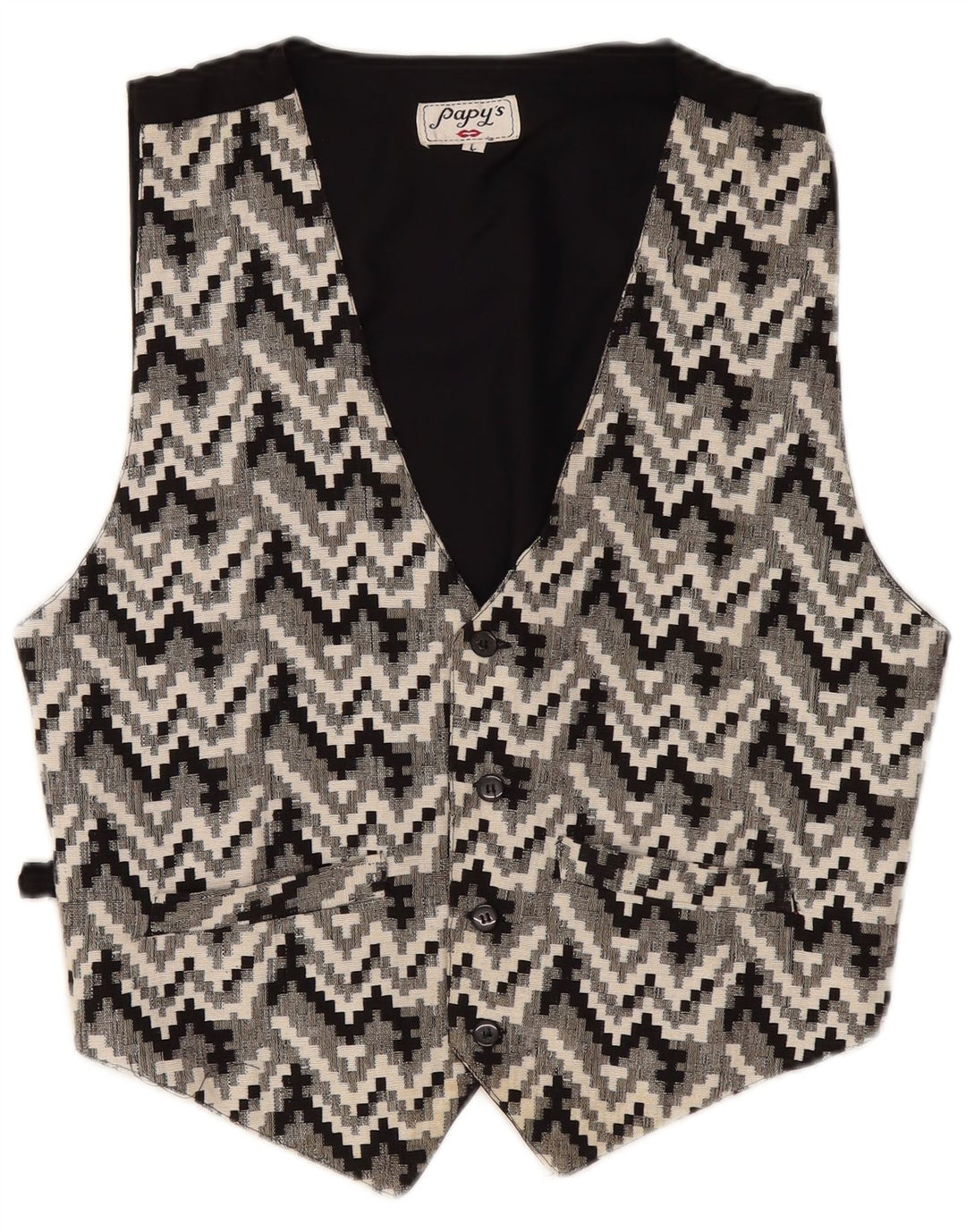 Vintage męska kamizelka duża czarna geometryczna