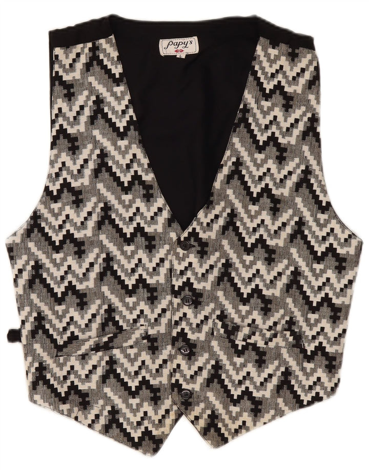 Vintage męska kamizelka duża czarna geometryczna