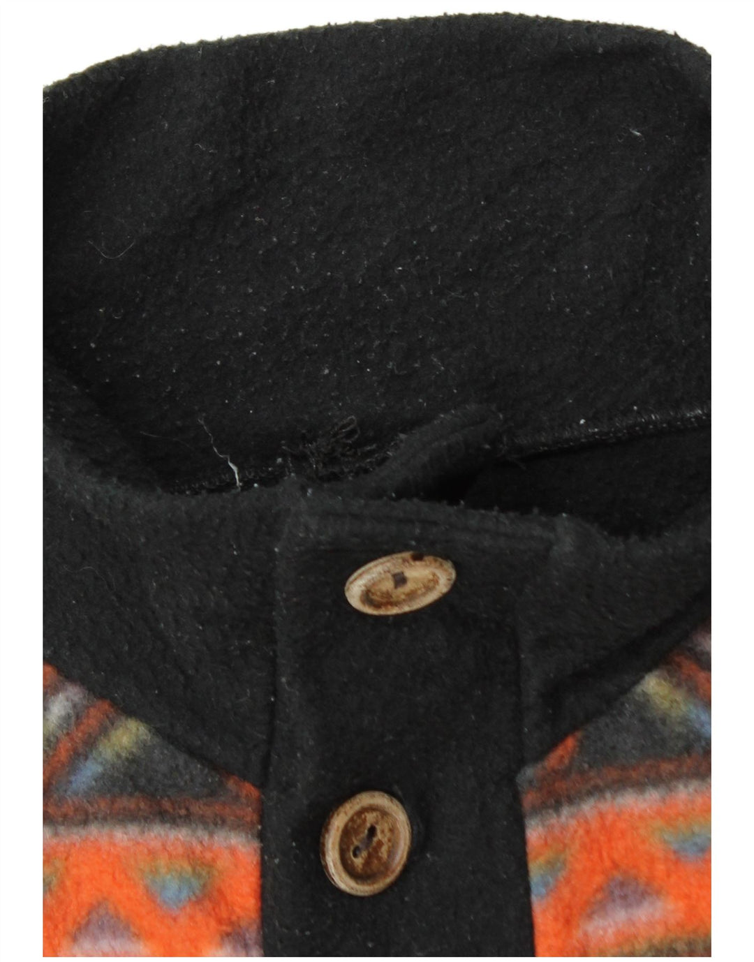 Vintage męski sweter polarowy z guzikami pod szyją, duży czarny geometryczny