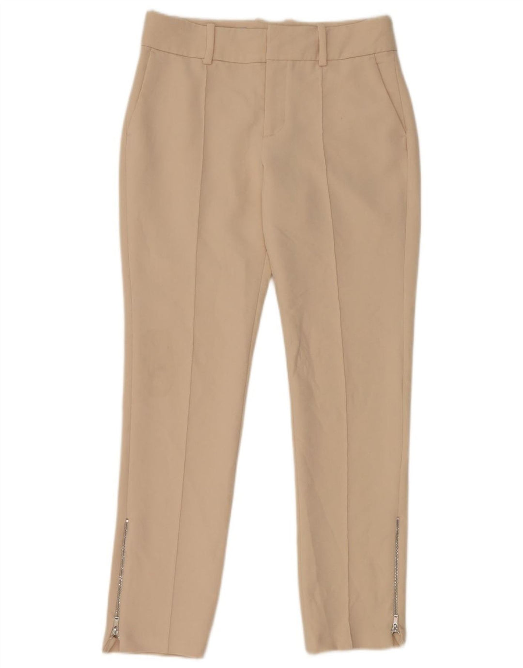 Damskie spodnie chino o dopasowanym kroju Zara XS, beżowy poliester