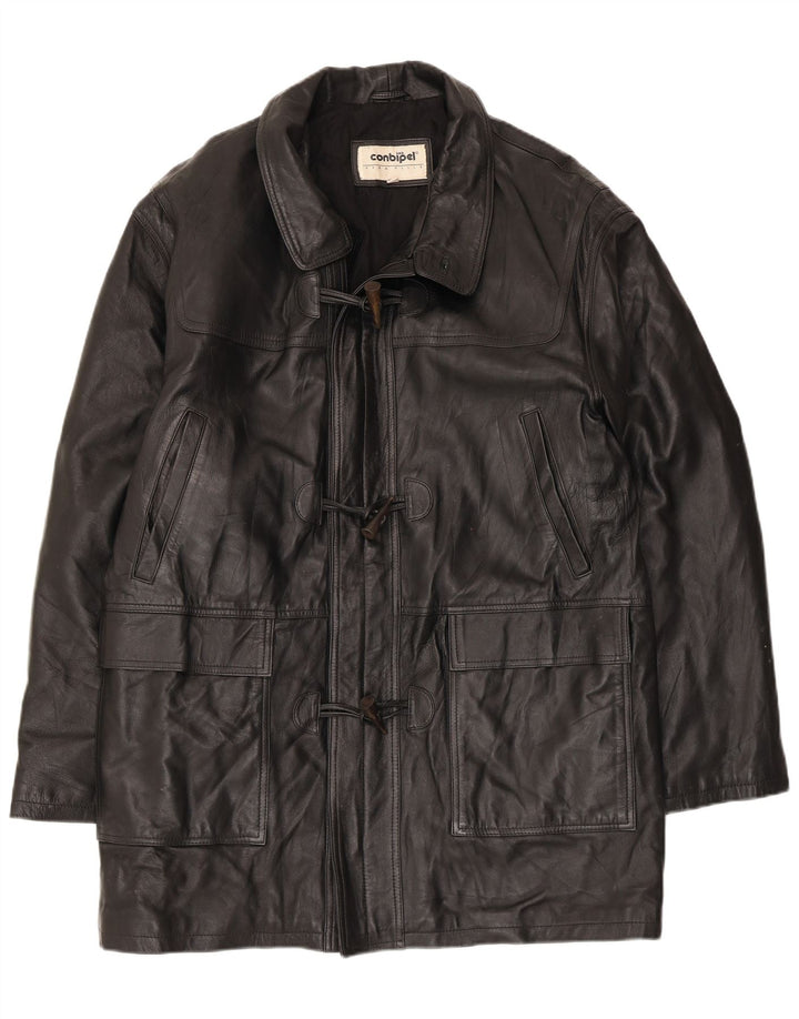 Conbipel Męski płaszcz skórzany IT 52, duży, czarny, skórzany