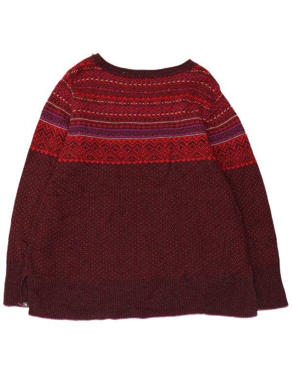 Sweter damski Eddie Bauer z dekoltem w łódkę UK 20 2XL Burgundowy Fair Isle
