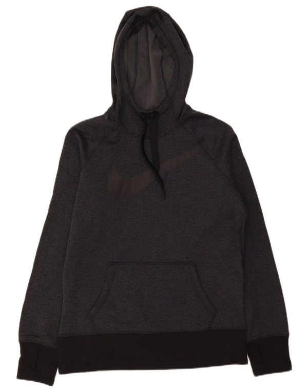 Damska bluza z kapturem Nike Therma-Fit Graphic UK 14, średnioszara, z blokami kolorów