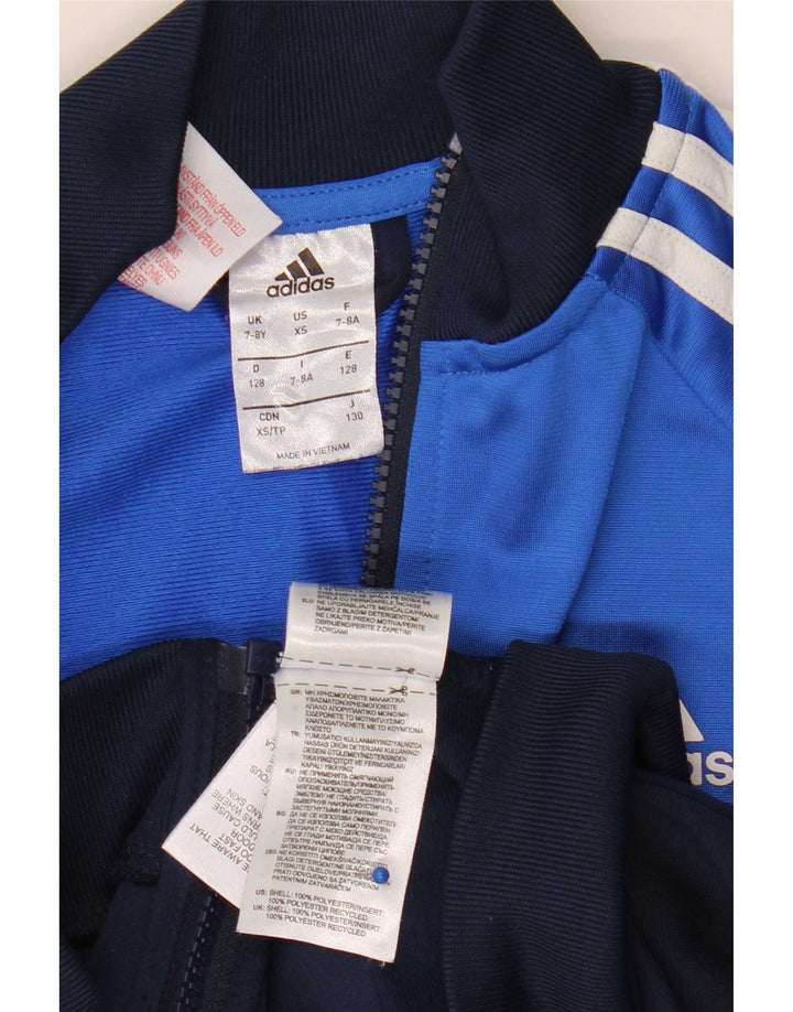 Chłopięca kurtka dresowa Adidas 7-8 lat Niebieski poliester z blokami kolorów