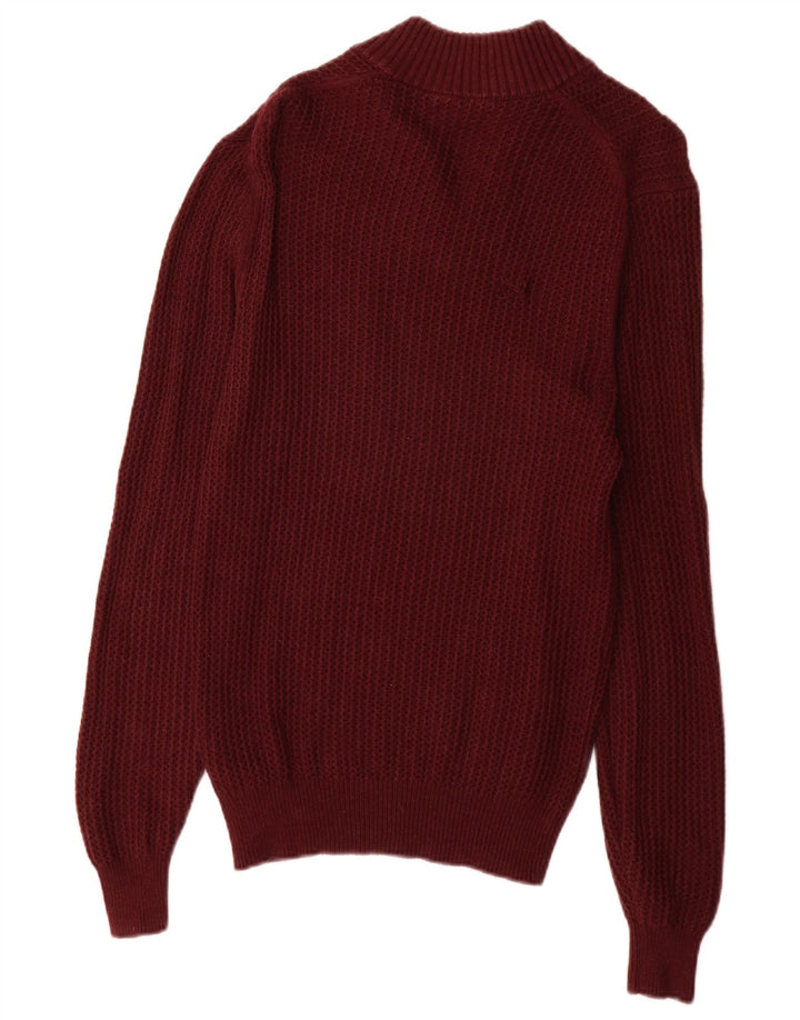 Męski sweter z golfem Massimo Dutti, mały, bordowy, bawełniany