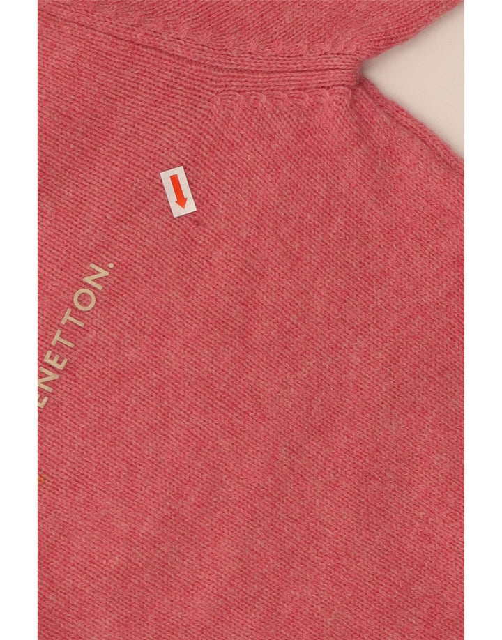 Damski sweter BENETTON Crop Graphic z dekoltem w łódkę UK 8 Small Pink