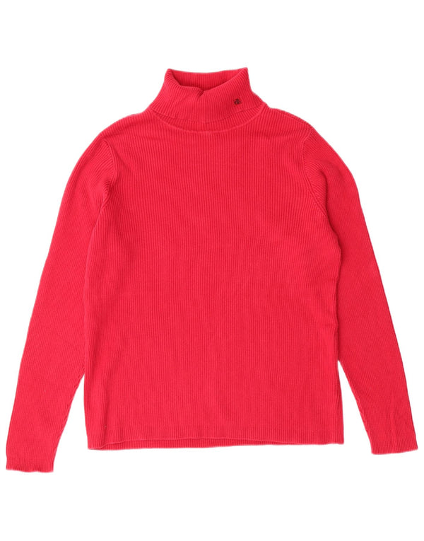 RALPH LAUREN Damski sweter z golfem UK 16, duży, różowy, bawełniany