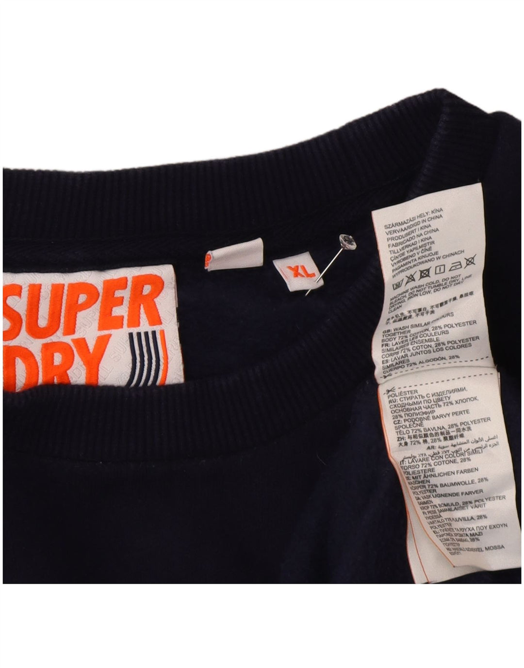 Męski sweter z grafiką Superdry XL, granatowy, bawełniany