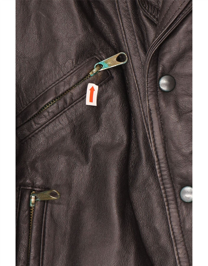 Vintage męska kurtka skórzana UK 40 duża brązowa skóra