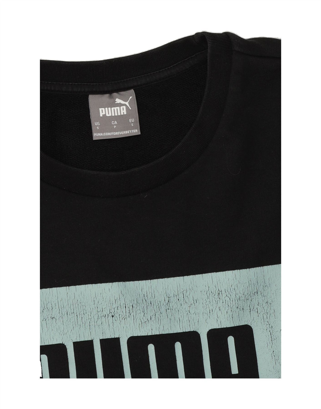 PUMA Mens Graphic Sweatshirt Jumper Small Black Vintage Puma and Second-Hand Puma from Messina Hembry 