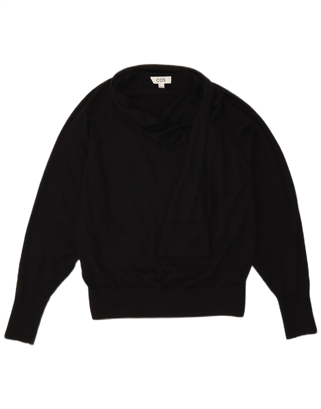 COS Damski sweter oversize z szalowym dekoltem UK 10, mała czarna wełna