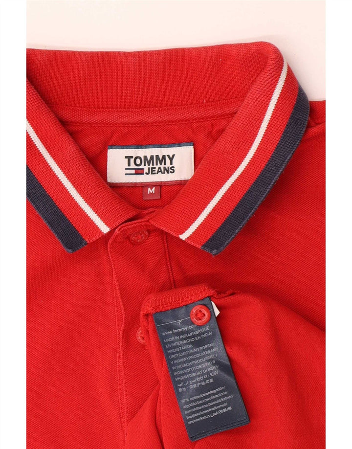 Męska koszulka polo Tommy Hilfiger, bawełniana w średnie czerwone paski