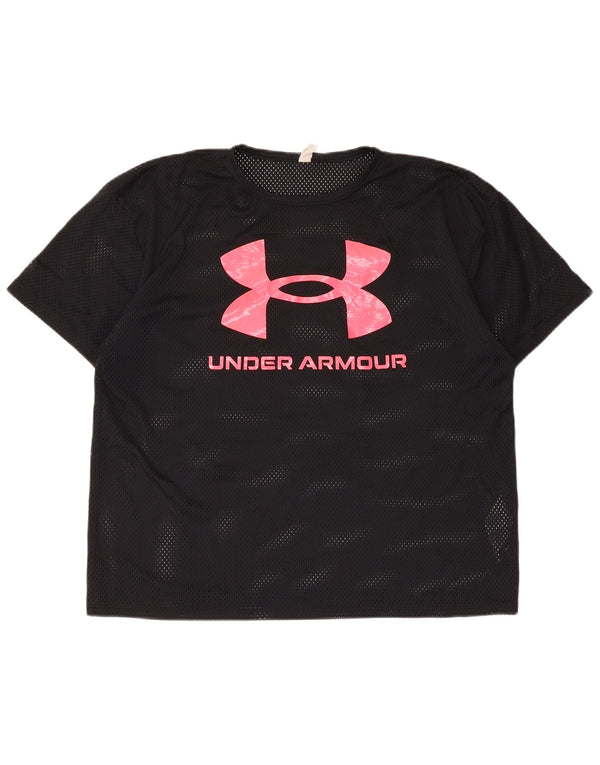 Damska koszulka z grafiką Under Armour Top UK 16, duża, czarna, poliester