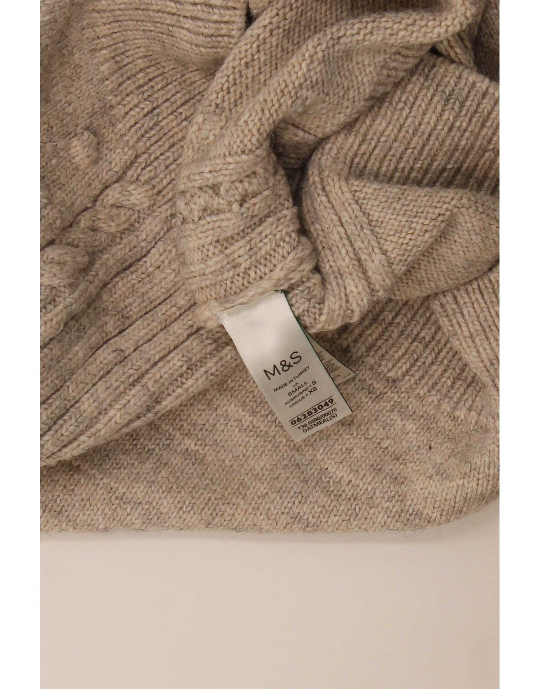 Marks & Spencer Damski sweter z golfem, UK 10, mały beż