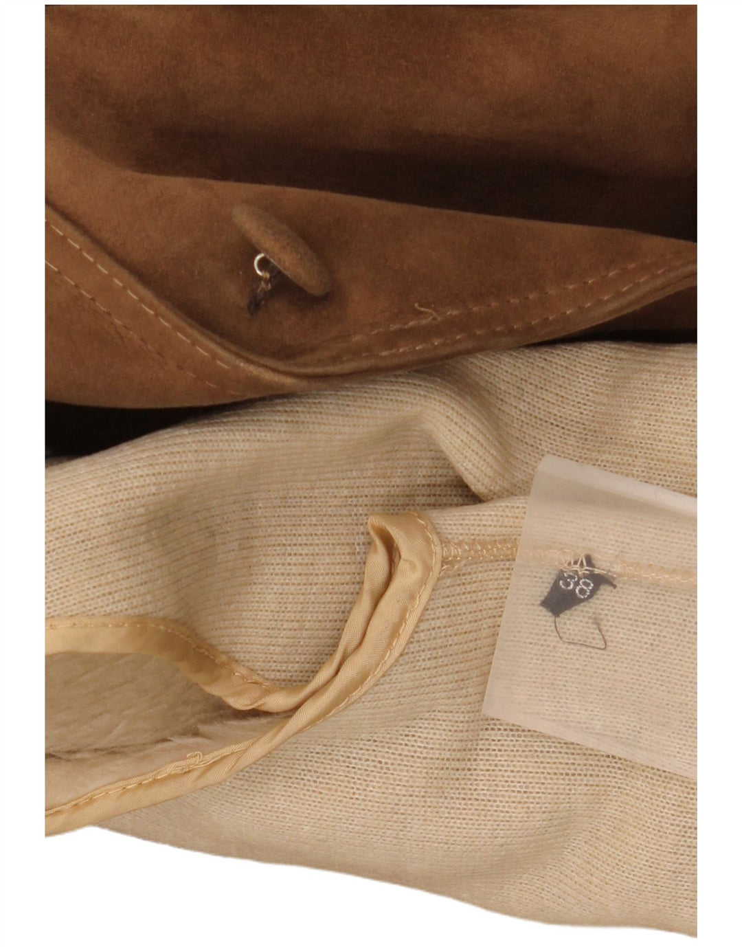 Płaszcz damski VINTAGE Sherpa Suede EU 38 średni beż