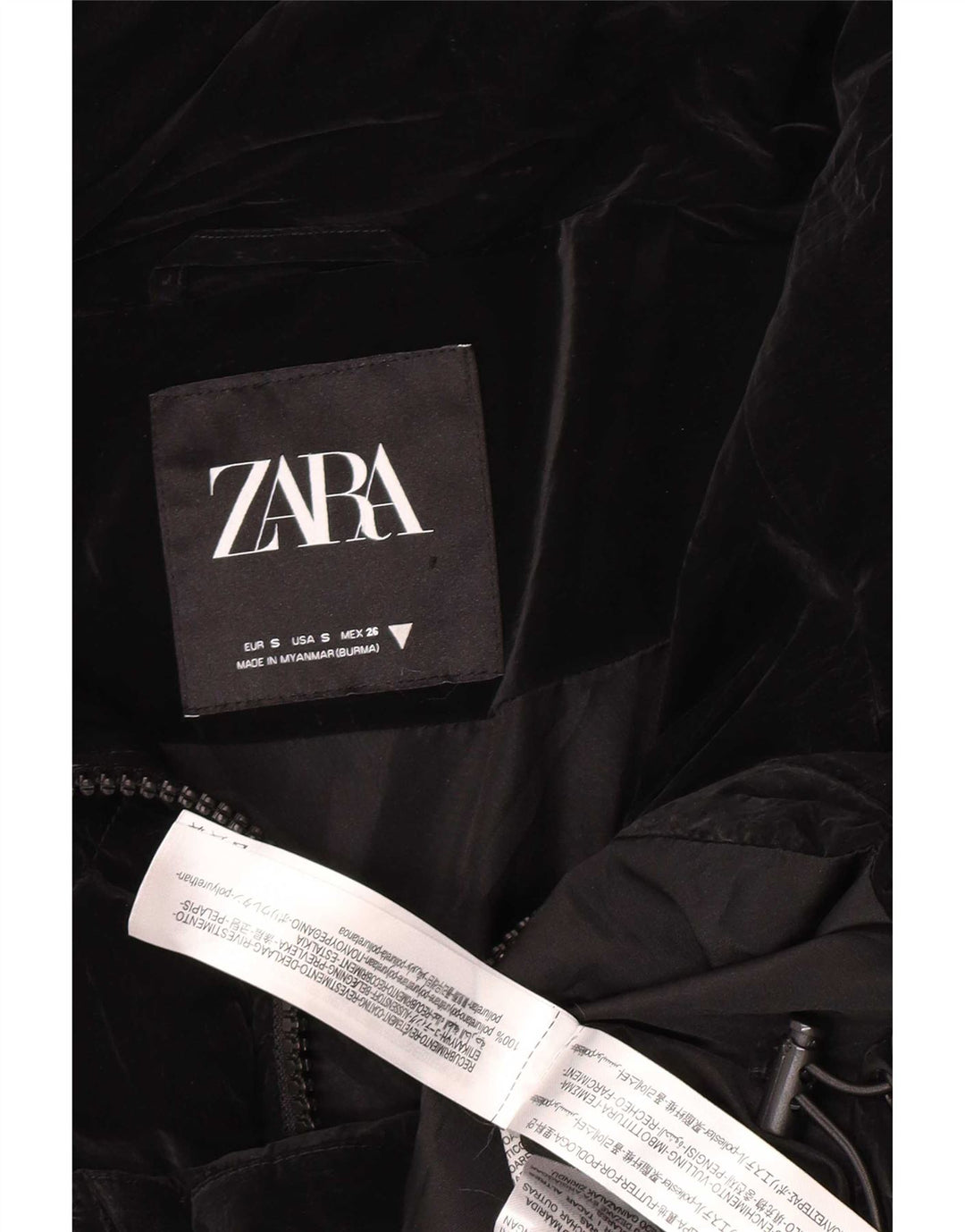 Damska kurtka oversize Zara z wyściełaną wkładką UK 10, mała, czarna, z poliuretanu