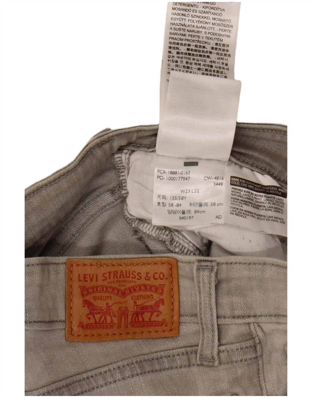 Damskie jeansy Levi's 711 Skinny W23 L32 Szara bawełna