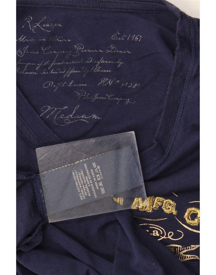 Damska koszulka graficzna Ralph Lauren Top UK 12 Medium Granatowa