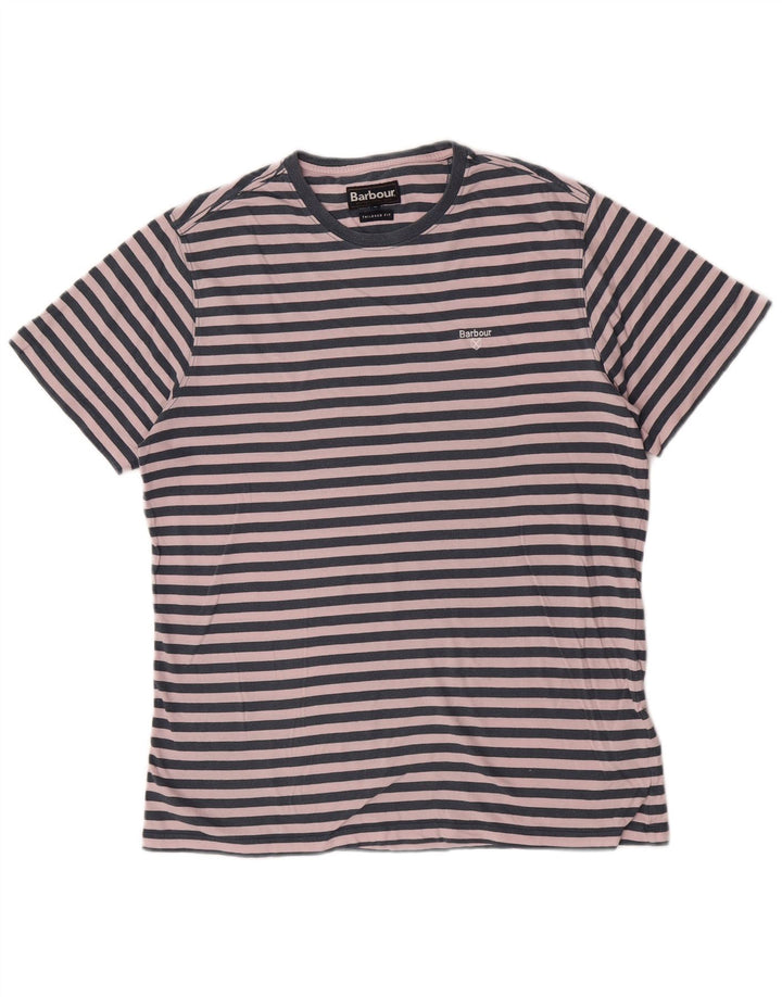 T-shirt męski Barbour o kroju dopasowanym, bawełniany, średni, granatowy w paski