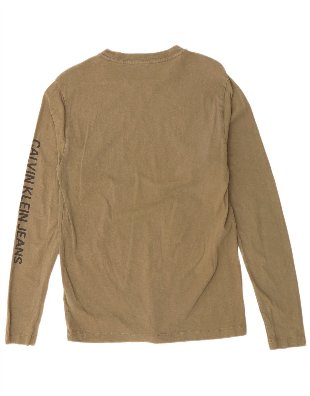CALVIN KLEIN JEANS Męski top z długim rękawem, mały, bawełniany khaki
